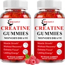 (2 Pack) Kreatinemonohydrat Gummies Sukker Gratis Chewable Creatin for Building Muscle, Boost Focus, Styrke, Endurance, 5g Creatinemonohydrat Gummy for mænd og kvinder, 4X stærkere end pulver kapsler
