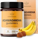 HERBAMAMA Ashwagandha Gummies - 2000mg Pure Ashwagandha Root with Black Pepper for Calm & Mood Support - Vegan, Non-GMO Calming Supplements for Adults - 90 Pectin-Based Banana-Flavored Chews