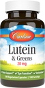 Carlson - Lutein & Greens, 20 mg, Vision Support & Eye funktion, Antioxidant, 180 vegetariske kapsler