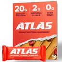 Atlas Protein Bar, 20g Protein, 1g Sugar, Clean Ingredients, Gluten Free (Chocolate Variety, 12 Count (Pack of 1))