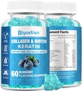 Biotin Gummies 15000mcg med kollagen til voksne kvinder & mænd - Hår, Hud og negle Gummies med Biotin - Kollagen til kvinder - Vegan, Non- GMO, hårvitaminer - 60 Greve, 1 pakke