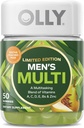 OLLY Mænds Multi, Vitaminer A, C, D, E, B, Zink, Limited Edition, Festlig Poached Cider - 50ct