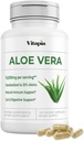 Organic Aloe Vera Capsules 20% Aloins Supplement - Pure Inner Leaf Gel Koncentrat - fordøjelig, Gut Sundhed, hud, immunforsvar - 120 Tæl - Non-GMO, Gluten- fri, Vegan