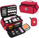 CURMIO Medicine Storage Bag Tom, Lockable Pill Flaske Organizer med transportable lynlås Pouches til førstehjælp Kits, Medicine Box for Home and Travel, Rød (Patent venter)