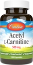 Carlson - Acetyl L- Carnitin, 500 mg, kognitiv sundhed, hjernefunktion & energiproduktion, 120 kapsler