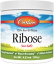 Carlson - Ribose, 100% Pure D- Ribose, non-GMO, energiproduktion, Muscle Recovery & Atletic Performance, 3,53 oz (100 g)