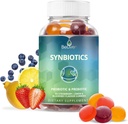 BeLive Synbiotika - Probiotisk & Prebiotic Fiber Gummies - High Strength Inulin (3g), Kostfibre tillæg, fordøjelsesstøtte til børn & voksne - Jordbær, Lemon, Blåbær Flavor (60Ct)