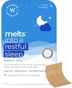 Wellbeing Nutrition Melts Restful Sleep Aid | Plant-Based Melatonin 10mg for Better Sleep with Chamomile, Tagara, L-Theanine | Non-Addictive Sleep-Aid, Safe, Natural, 30 Oral Strips