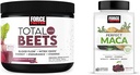 Force Factor Total Beets Nitric Oxide Powder and Perfect Maca Root Chews Energy, Mood and Balance Supplement Bundle