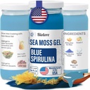 Biolore Wildcrafted Sea Moss Gel - Blue Spirulina 16 oz - Flavored Sea Moss Gel med essentielle vitaminer & trace mineraler - Vegansk superfood - Fremstillet i USA, Gluten- fri, Ingen tilsat sukker