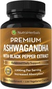 Ashwagandha supplement lavet med Premium Ashwaganda Root Powder 1200mg med sort peber ekstrakt for øget absorption - 120 Vegi kapsler