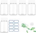 Clear Pill Flaske 6Pcs Tomme Medicin Arrangørere Plastic Pill Flasker Transparent Reagens Containers 80ml Stor Jar Powder Storage Udsivning Bevis Caps for flydende Solid Powder Home Toilmecs