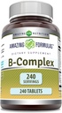Amazing Formulas B-vitamin Complex med 11 vigtige næringsstoffer • 124; Tablets Supplement • 124; vitamin B1, B2, B3, B6, B12, folinsyre, biotin, cholin, Inositol, PABA (240 Tæl)