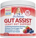 Dr. Danielle Gut Assist - Leaky Gut reparation supplement pulver - Glutamin, Arabinogalactan, Licorice Root - Understøtter IBS, Heartburn, Bloating, Gas, Forstoppelse, SIBO fra, Berry Flavor
