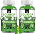 (2 Pack) Soursop Graviola Gummies - 2200mg Extra Strength Soursop Leaves Extract w / Sea Moss Extract 200mg, Zink & Vitamin C - Understøtter immunitet, lever & fordøjelse, Gluten Free, Vegan, 120 Gummies