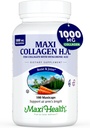 Maxi Health Marine Collagen Pills – 1000 mg Type 1 Collagen for Women & Men with Hyaluronic Acid Supplement for Joint & Skin Support – Unflavored, Clean Kosher Capsules (180 Maxicaps)