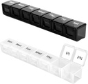 2 Pack Weekly Pill Organizer, Stor og Firm Daily Pill Organizer, Bærbar Pill Box til Rejser, Weekly Pill Dispenser (Sort + Hvid)