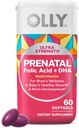 OLLY Ultra Strength Prenatal Multivitamin Softgels, understøtter sund vækst, hjerne udvikling, jern, folinsyre, DHA, vitaminer C, E, 30 Day Supply-60 Tæl