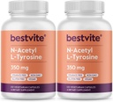 BESTVITE N- Acetyl L- Tyrosin 350mg (NALT) (240 kapsler) (120 x 2) - Ingen stearater - Ikke GMO - Gluten Free
