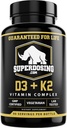 Bedste værdi Max Strength 10.000 iu vitamin D3 og 1500 mcg vitamin K2 Kosttilskud 1 flaske Pk D3K2 Vitamin og Kosttilskud til sundhed. D3- K2 MK4 kapsler, Best K2D3 Vitamin til immunsystem.
