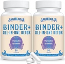 All- In- One Detox Binder Supplement 1500 MG - Høj biotilgængelighed, Lever Gut Detox Rengøring med aktiveret kul, Zeolite & Bentonit Clay for toksiner, lever, fordøjelsesbesvær, 180 Vegankapsler