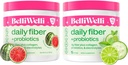 Belli Welli Daily Fiber Supplement Bundle - Cuckumber Lime Mint & Watermelon - med Collagen, Probiotika & Electrolytes - Forfriskning Wellness Flavors, 32 Total Servering