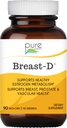 Bryst D af Pure Essence - Natural Supplement til Østrogen Balance, Hormonal Acne, og Menopause Support med vitamin D3, Calcium, Green Tea & Lycopene - 90 kapsler