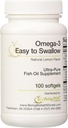 Omega-3 'Let at synke' Ultra- ren fiskeolie supplement Natural Lemon Flavor 100 Softgels