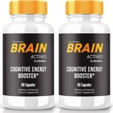 (2 Pack) Brain Actives Capsules - Daily Support Formel med en Balanceret Blend for Fokus, Alertness, og Koncentrationen Measures 124; Easy- to- Take Pills for Everyday Wellness (120 Kapsler)
