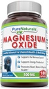 Pure Naturals Magnesium Oxide Supplement: 124; 500 Mg pr Servering: 124; 180 Kapsler: 124; Non- GMO: 124; Gluten- fri: 124; Fremstillet i USA