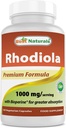 Bedste Naturals Rhodiola med Bioperine 1000mg Servering - 120 Veggie kapsler