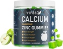 Calcium Magnesium Zink Gummies 600 mg med vitamin D3 K2, 120 Gummies Plant Based Sugar- Free Calcium Gummies High Absorption Complex Calcium Supplement 70 + Trace Mineraler til ben styrke, Vegan