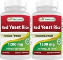 Bedste Naturals Red Yeast Rice 1200 mg (non- GMO) 120 tabletter (120 greve (pakke med 2))