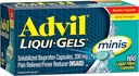 Advil Liqui- Gels Minis Pain Reliever og Feber Reducer, Smertemedicin for voksne med Ibuprofen 200mg for smertelindring - 160 Væske fyldte kapsler