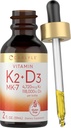 Carlyle Vitamin D3 K2 Drypper • 124; 2 Fl Oz • 124; MK- 7 Supplement • 124; Vegetarisk, ikke-GMO, Gluten og Soy Free Formel