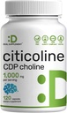 Citicolin CDP Cholin, 1000 mg per servering, 120 kapsler - Ekstra styrke Cholin kosttilskud - Nootrop B Vitamin Egenskaber - fremmer hjerne sundhed, hukommelse, & fokus - ikke-GMO