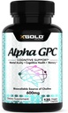 Alpha GPC cholin 600 mg, 99% Pure Nootrop Supplement, 120 Veggie kapsler, Kognitiv Enhancer til hukommelse, hjerne sundhed & fokus