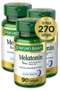 Naturens Bounty Melatonin 100% Drug Free Sleep Aid, Kosttilskud, fremmer afslapning og søvn sundhed, 5 mg, 90 Greve, pakke med 3