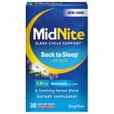 MidNite Tilbage til søvn Lav dosis, 1, 5 mg Melatonin Sleep Aid, Non-Habit Danning, Urtemedicin supplement til voksne, drug- fri, Gluten- fri, Lactose- fri, Vegetar, Vegan, 30 Quick Smelt tabletter