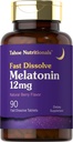 Tahoe Nutritionals Melatonin 12mg Fast Opløs Tablets Б124; 90 Pills Б124; Berry Flavored Supplement for voksne