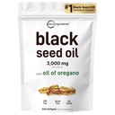 Micro Ingredients Black Seed Oil Softgels, 3,000mg, 240 Greve Measures 124; 2- in-1 Formel med olie af Oregano, Carvacrol & Thymoquinone Measures 124; Plant Based, Non- GMO