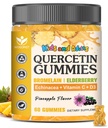 Quercetin med bromelain Gummies til børn og voksne - immunforsvar og sæsonbetinget wellness support, 800mg Quercetin Gummies med bromelain, zink, hyldebær, C-vitamin & D3 - sukkerfri, ananas flavor, 60 Ct