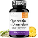 Quercetin med Bromelain Vegetarian Supplement Kapsler 124; 120 Tæl (1000 mg Per Serving 2400 GDU / g)