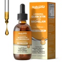 Liposomal Quercetin med bromelain Liquid Drops, 8 i 1 Organic Quercetin 1000mg Kosttilskud med bromelain 500mg, C-vitamin, D3, Zink, Elderberry, Gurkemeje for Immunitet og respiratorisk sundhed, 2 Fl Oz