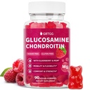 Glucosamin Chondroitin Gummies med MSM & Elderberry Extra Strength 3000MG - Fælles støtte, Antioxidant immunforsvar supplement til voksne, mænd og kvinder - 90 Hindbær Gummies