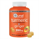 Qunol Gurkemeje og Ingefær med Sort Pepper Gummies, Gurkemeje supplement, Fælles Sundhedsstøtte Gummy, 90kt Gummies