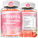180 Count Collagen Gummies Collagen Protein Type I II III V X med Biotin Vitamin C A B D E Keratin Hyaluronsyre til hår hud negle Fælles immunfordøjelse Kvinder Mænd Sukker frie jordbær
