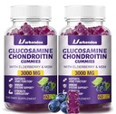 2 Pakker 3000MG Glucosamine Chondroitin Gummies med MSM & Elderberry Extra Strength - Fælles støtte, Antioxidant immunsupport for voksne, mænd og kvinder - 120 Blueberry Gummies