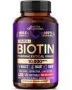Biotin 10000mcg med Silicon - Farmaceutisk Grade biotin supplement til kvinder - Hårvækst Support, Hud & Nails - Max Strength & 100% Biotilgængelighed - Made in USA - 120 Softgels, 120 dages forsyning