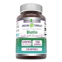 Amazing Formulas Biotin med ekstra Virgin Organic Coconut Oil Supplements 124; 10000 Mcg